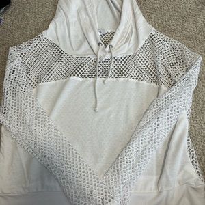 White see through bathing suit cover up top